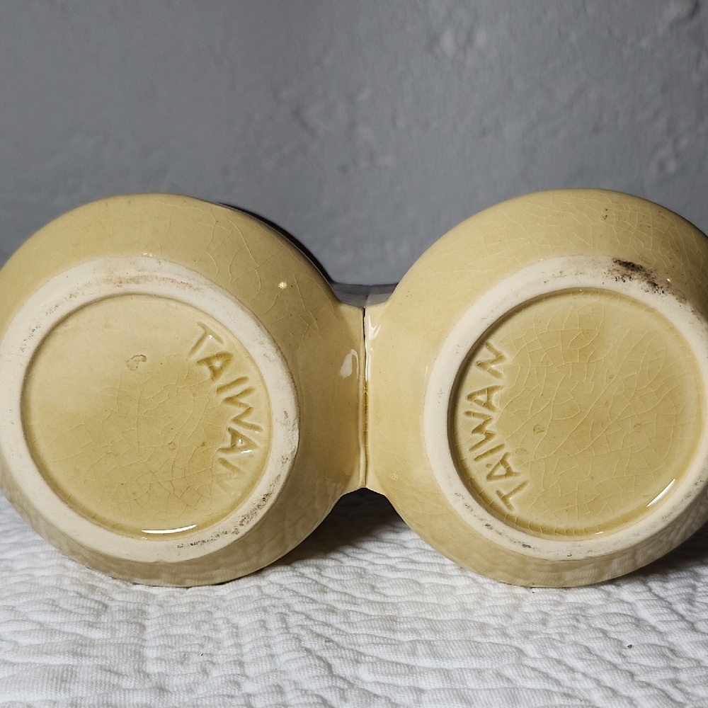 Vintage Ceramic Brown and Tan Condiment Set - Picture 4 of 4